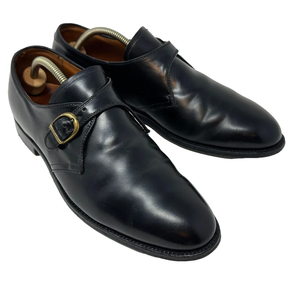 Alden 1655 Plain Toe Monk Strap Dress Shoes Mens 11 B/D Black Shell Cordovan